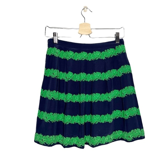 J Crew 100% Silk Beanstalk Striped Pleated Skirt - Picture 10 of 10